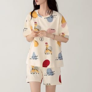 Women's Soft Fabric Shorts Night Suit Short Sleeve - Style 012