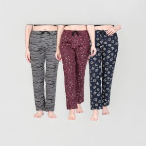 Women's Cotton Printed Lounge Pants Pack of 3 - Style 015