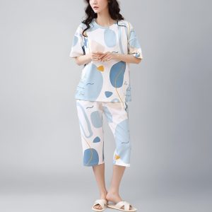 Women's Cotton Printed Pajama Set - Style 020
