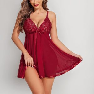 Women's Satin Babydoll Lingerie - Style 030
