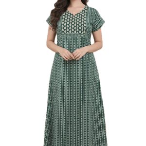 Women's Cotton Floral Nightdress with Pocket - Style 039