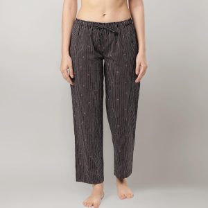 Women's Cotton Striped Lounge Pants with Pocket - Style 052