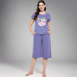 Women's Cotton Printed Pajama Set - Style 060