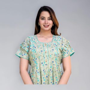 Women's Cotton Ethnic Printed Nightdress - Style 088