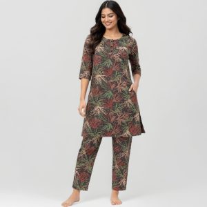 Women's Cotton Printed Pajama Set - Style 097