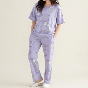 Women’s Soft Fabric Pajama Set Short Sleeve – Style 025