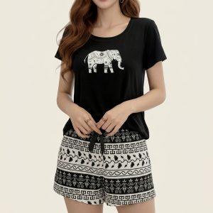 Women’s Cotton Blend Printed Shorts Night Suit – Style 035