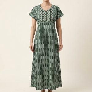Women’s Cotton Floral Nightdress with Pocket – Style 039