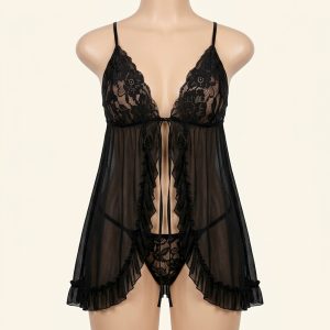 Women’s Lace Floral Babydoll Lingerie – Style 050