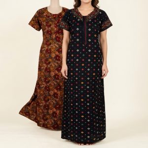Women’s Cotton Printed Nightdress Pack of 2 – Style 056