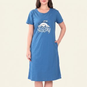 Women’s Cotton Printed Nightdress with Pocket – Style 057