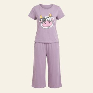 Women’s Cotton Printed Pajama Set – Style 060