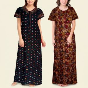 Women’s Cotton Printed Nightdress Pack of 2 – Style 068