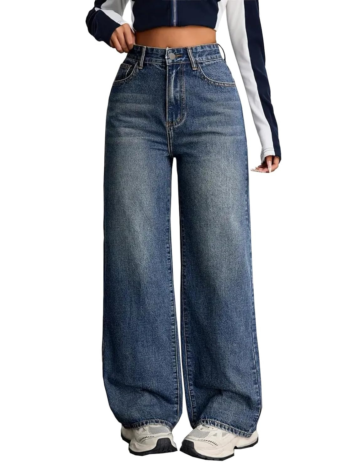 Women Stretch High-Waist Baggy Denim Jeans