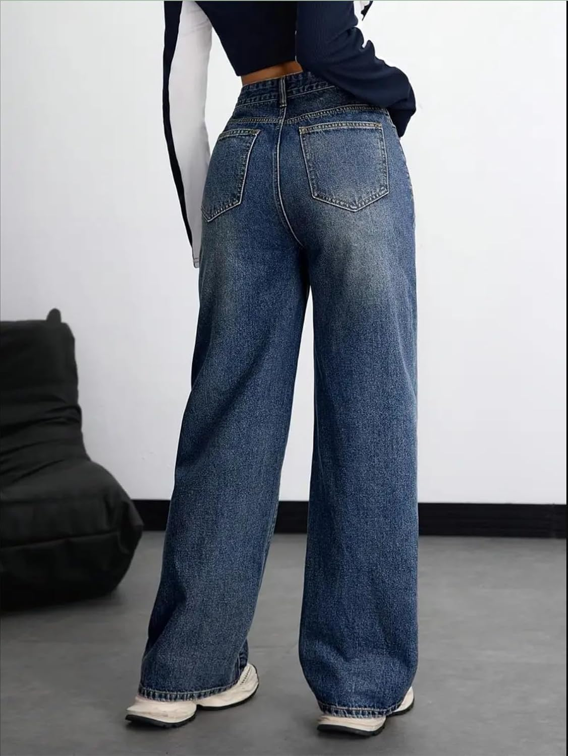 Women Stretch High-Waist Baggy Denim Jeans - Image 3