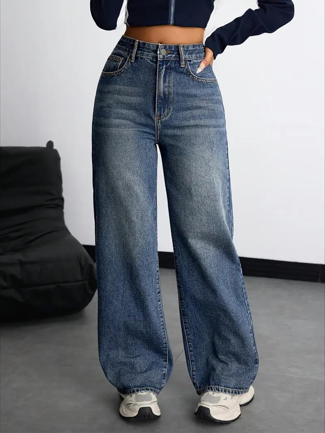 Women Stretch High-Waist Baggy Denim Jeans - Image 4