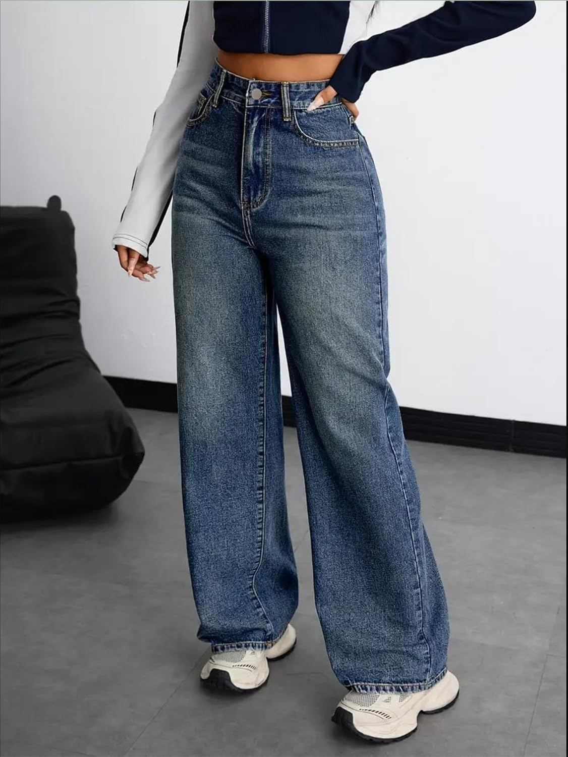 Women Stretch High-Waist Baggy Denim Jeans - Image 5