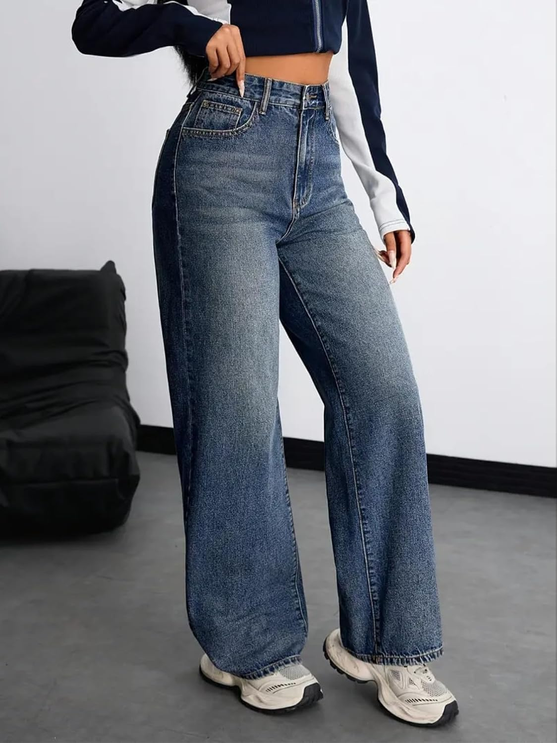 Women Stretch High-Waist Baggy Denim Jeans - Image 6