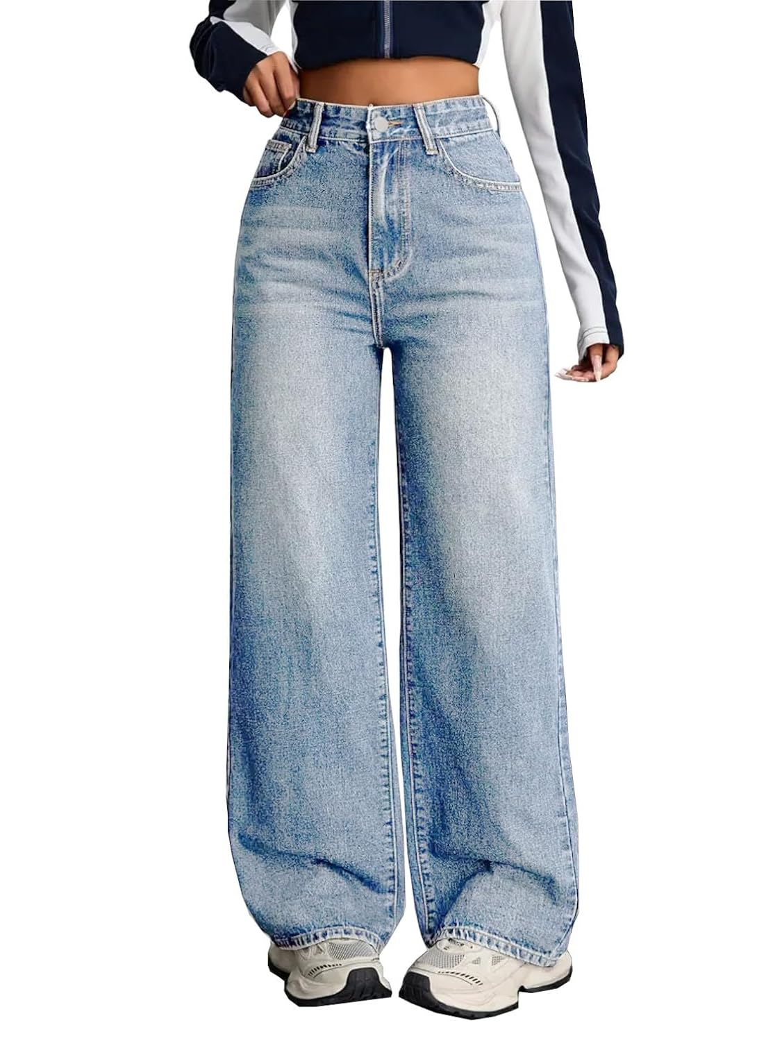 Women Stretch High-Waist Baggy Denim Jeans - Image 7