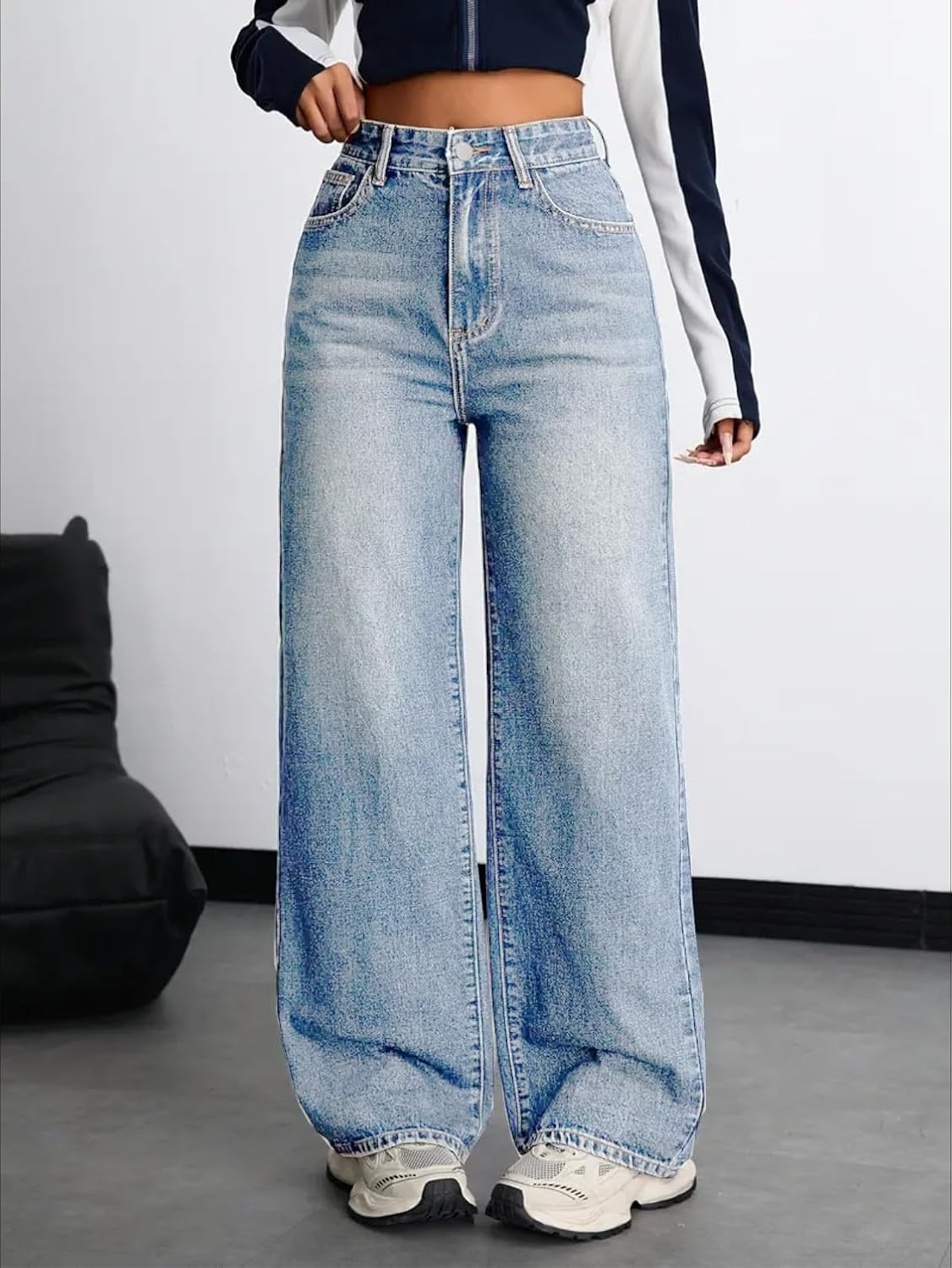 Women Stretch High-Waist Baggy Denim Jeans - Image 8