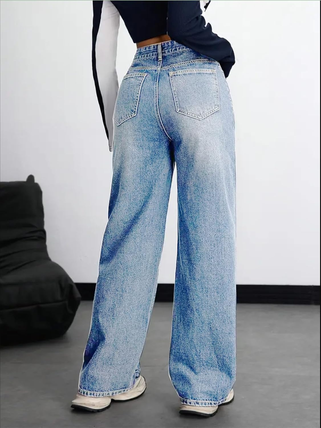 Women Stretch High-Waist Baggy Denim Jeans - Image 9