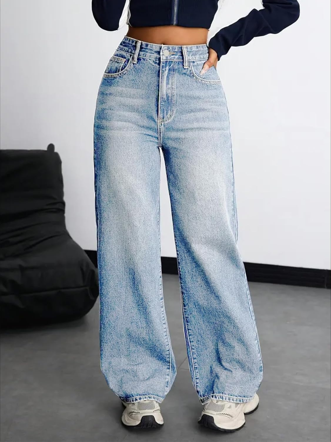 Women Stretch High-Waist Baggy Denim Jeans - Image 10