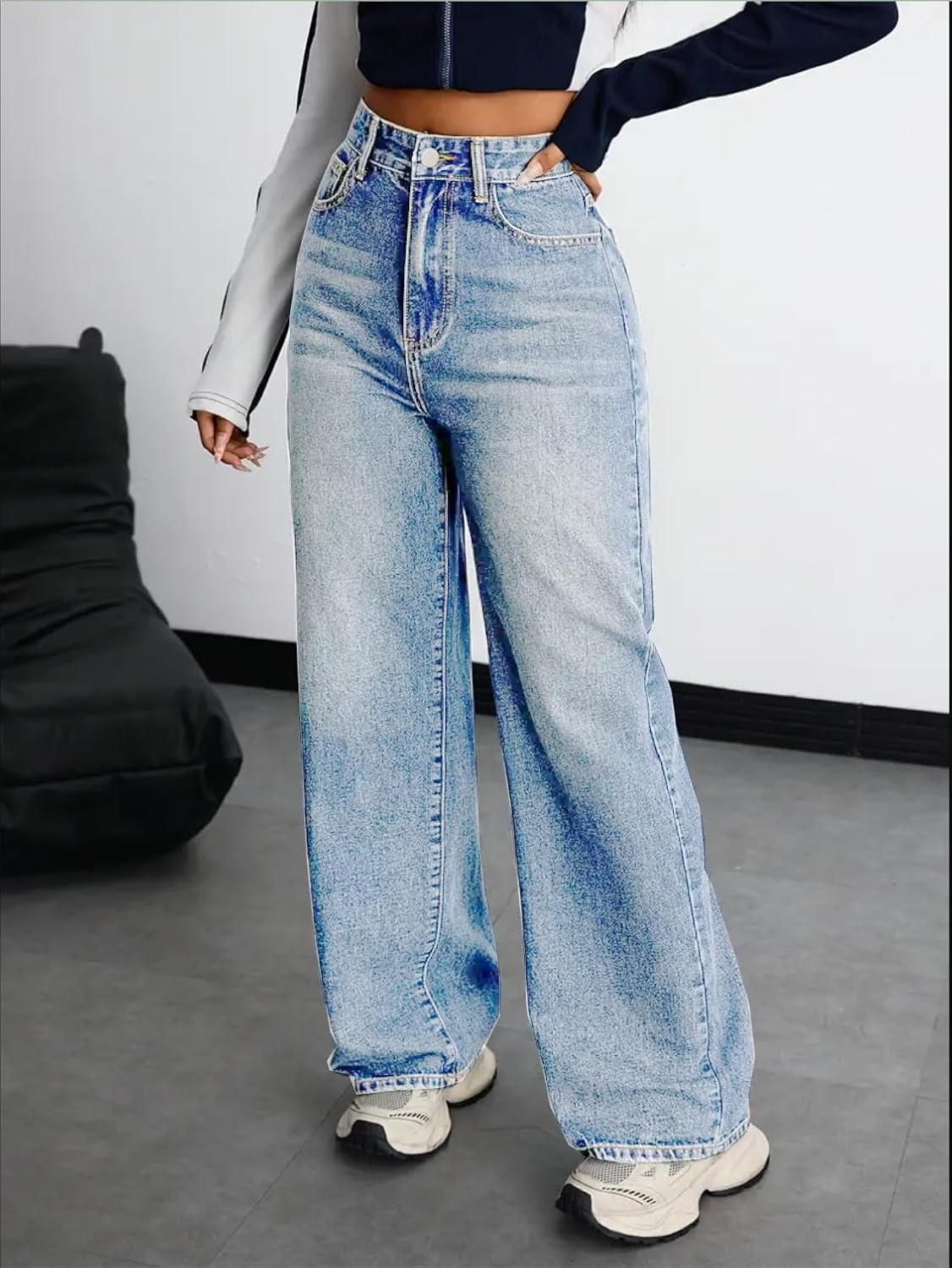 Women Stretch High-Waist Baggy Denim Jeans - Image 11
