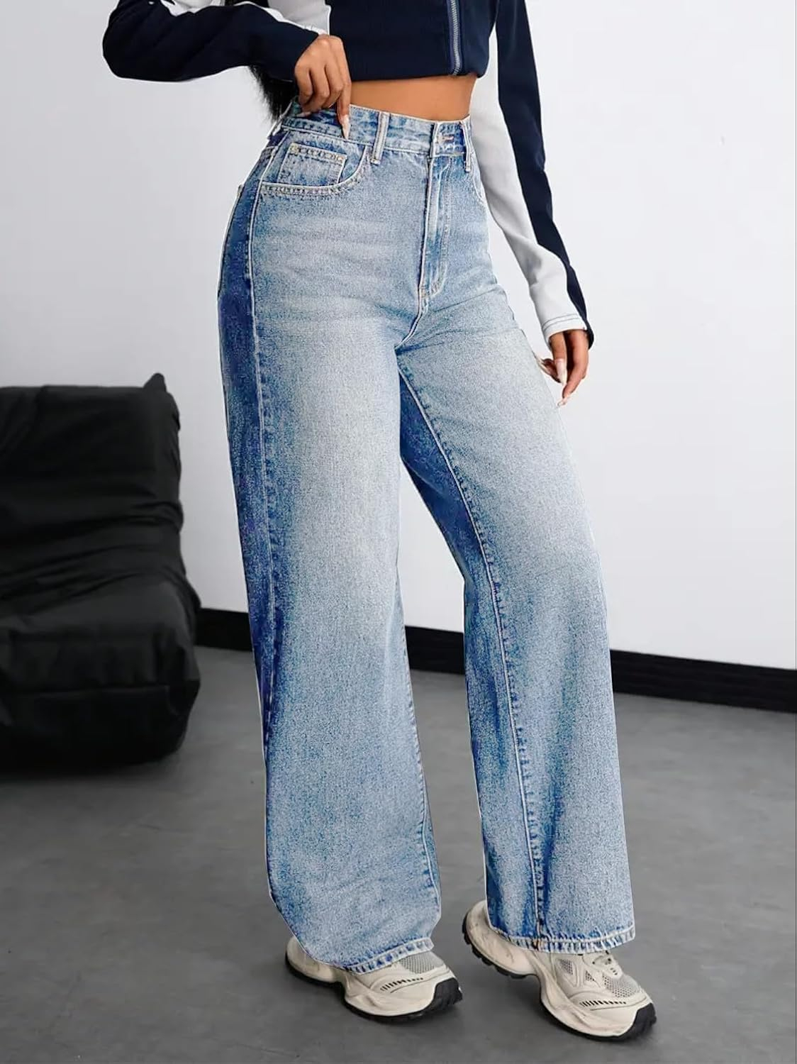 Women Stretch High-Waist Baggy Denim Jeans - Image 12