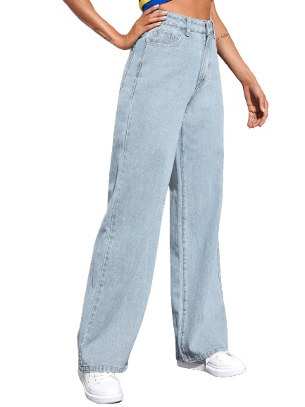 Women High-Waist Wide Leg Denim Jeans - Image 2