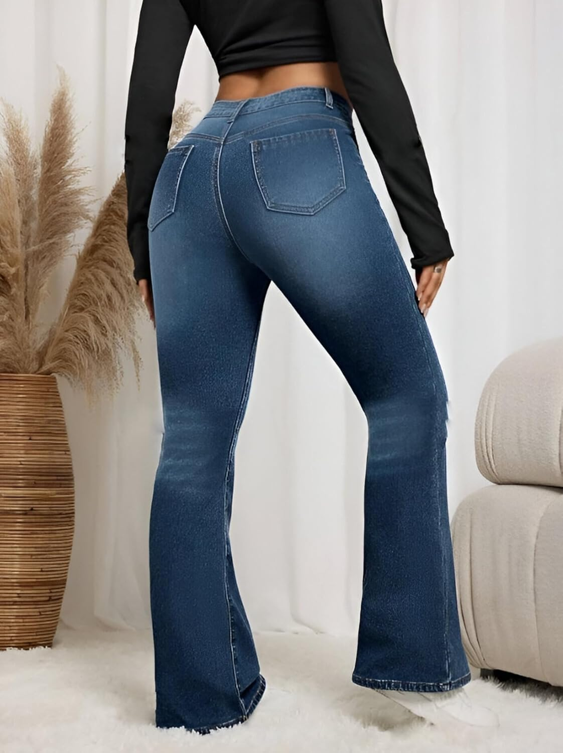 Women High-Waist Bootcut Flared Jeans - Image 3