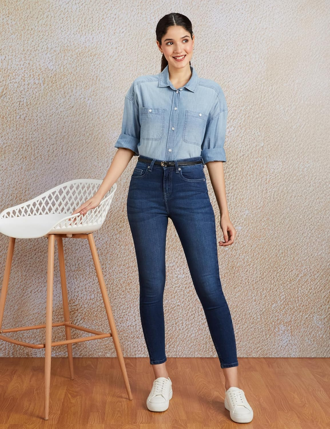 Women High-Rise Skinny Stretch Jeans - Image 3