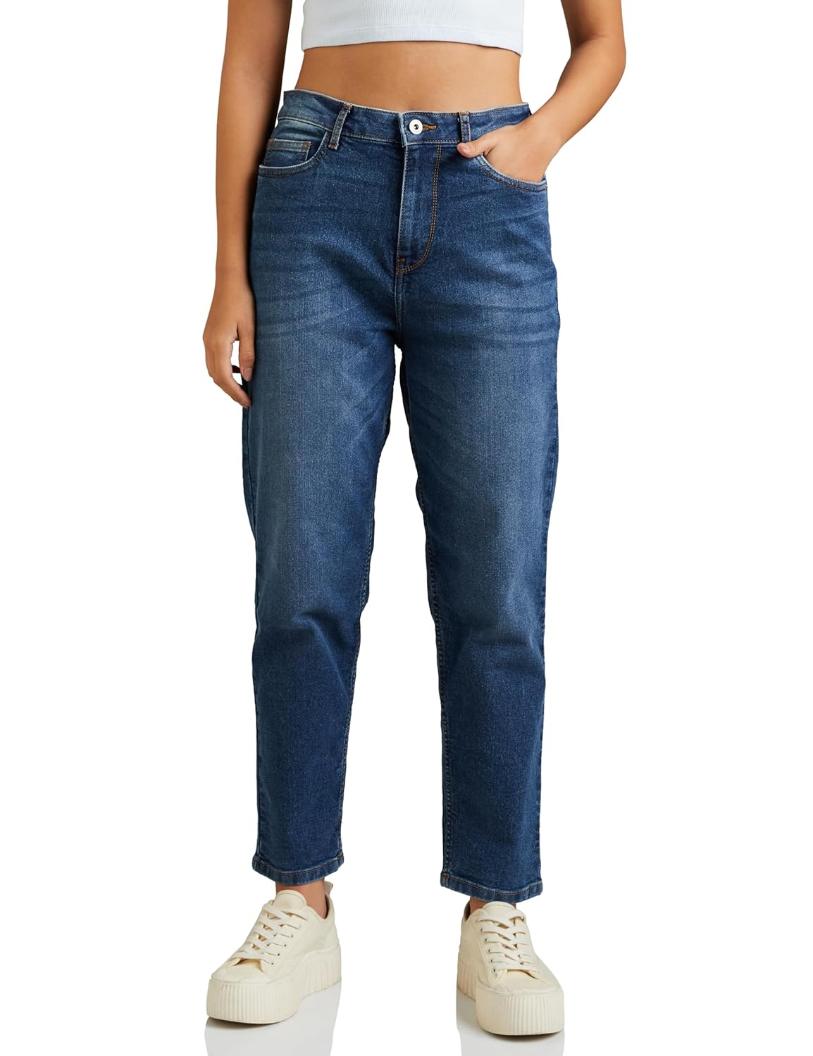 Women Mid-Rise Loose Flared Jeans