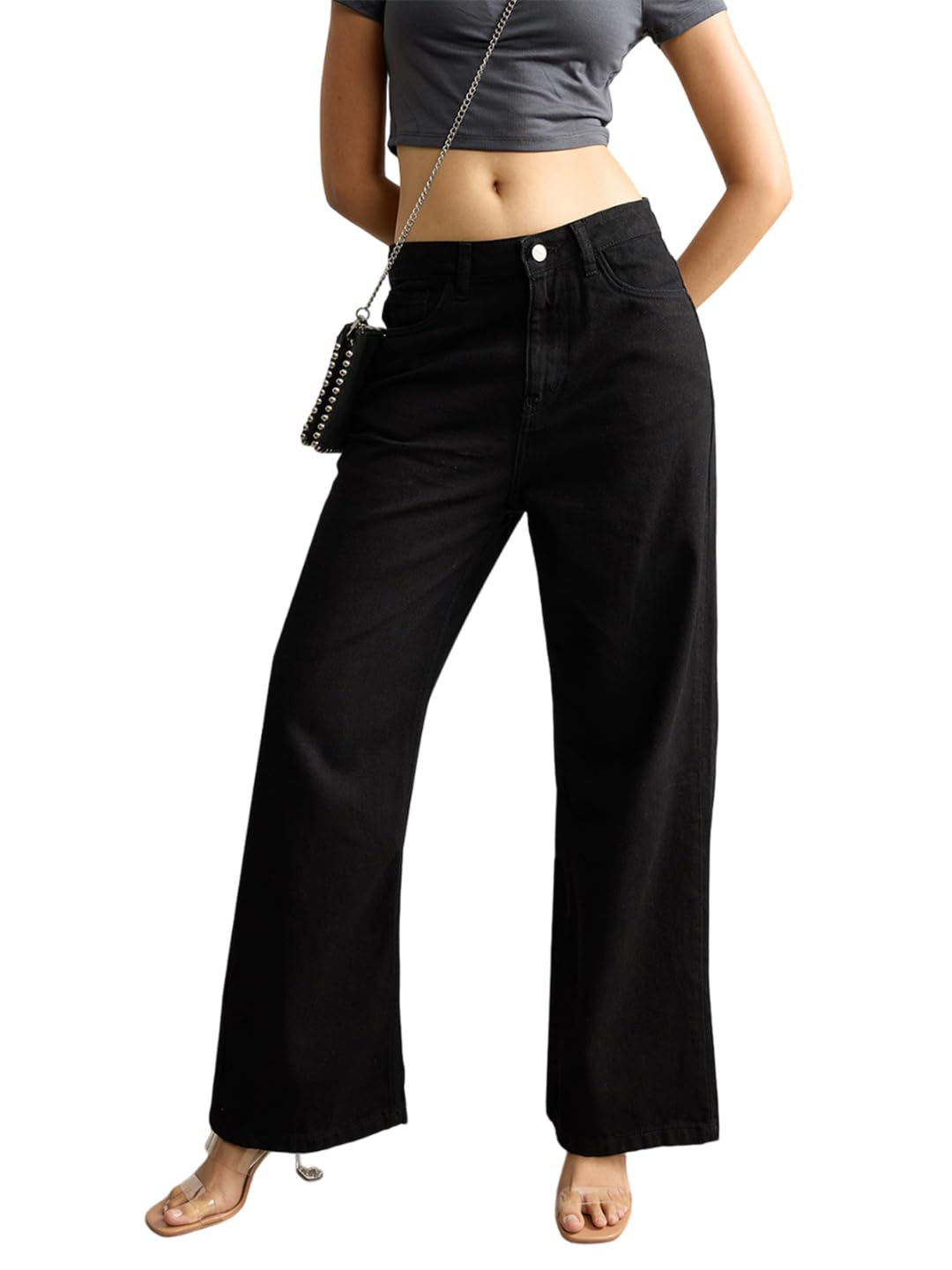 Women High-Waist Wide Leg Flared Jeans