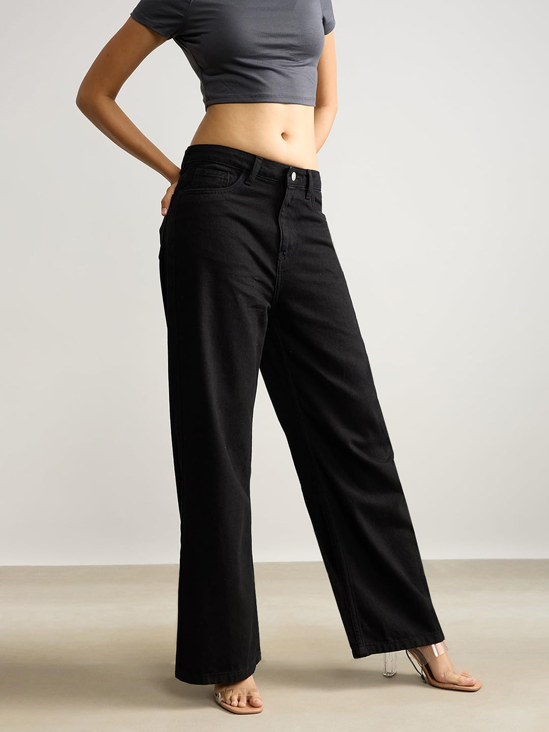 Women High-Waist Wide Leg Flared Jeans - Image 2