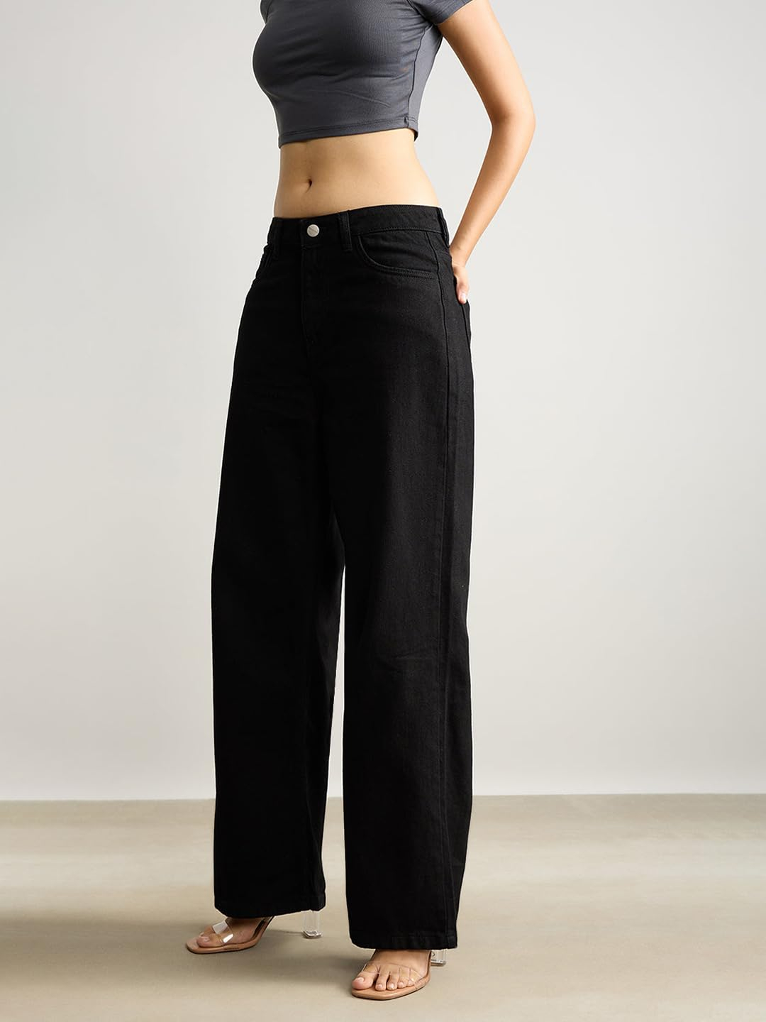 Women High-Waist Wide Leg Flared Jeans - Image 3