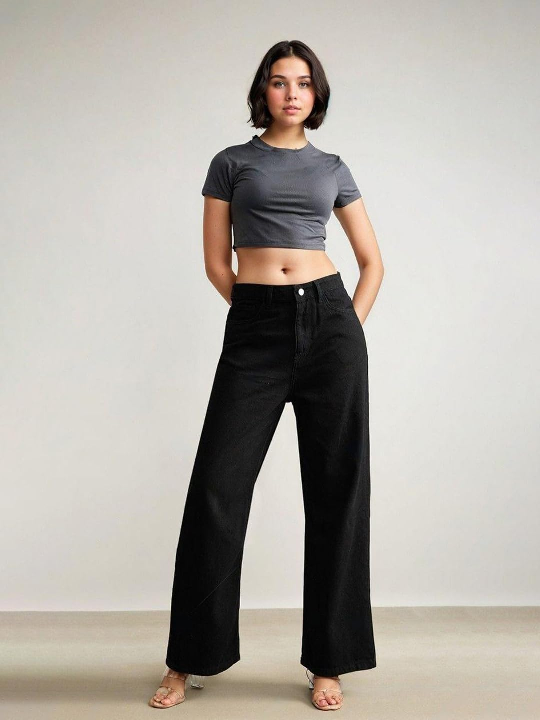 Women High-Waist Wide Leg Flared Jeans - Image 6