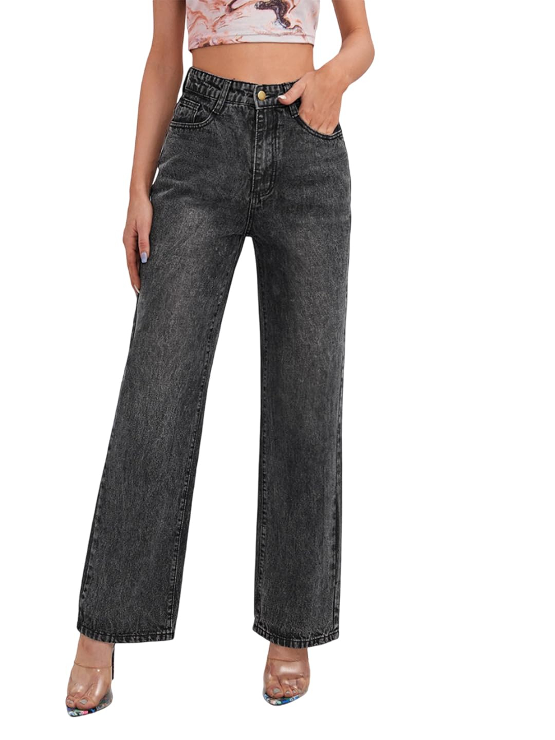 Women High-Waist Wide Leg Flared Jeans - Image 14
