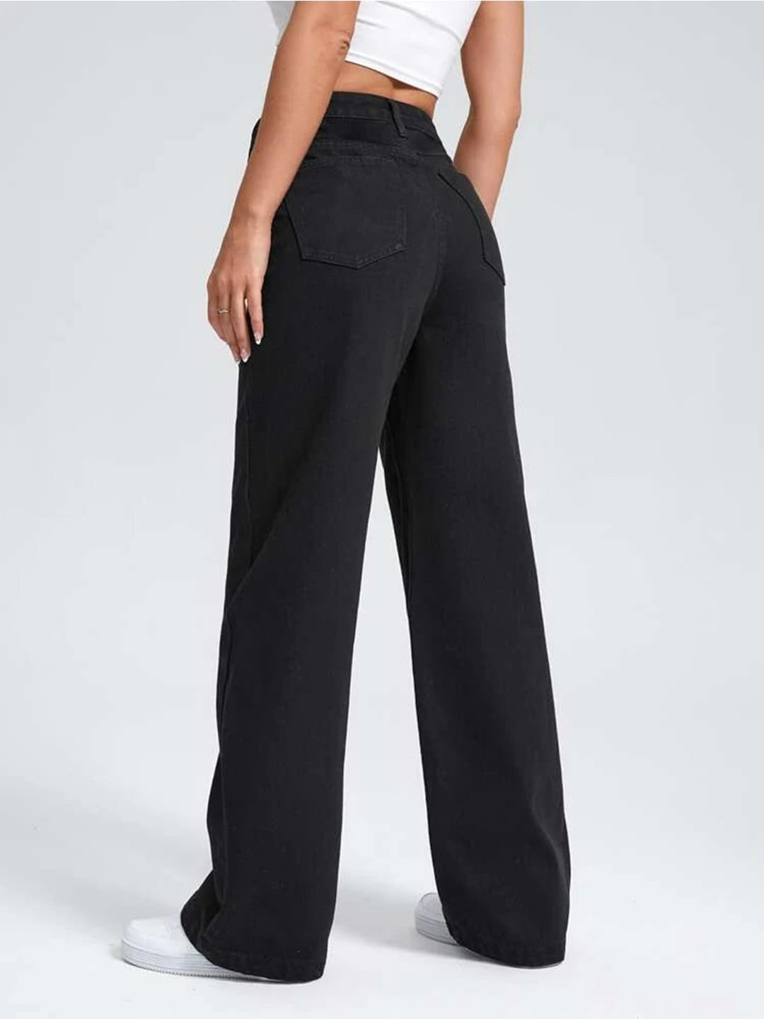 Women Clean Look Wide Leg Flared Jeans - Image 4