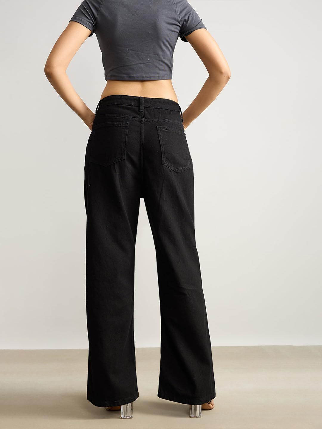 Women Clean Look Wide Leg Flared Jeans - Image 9