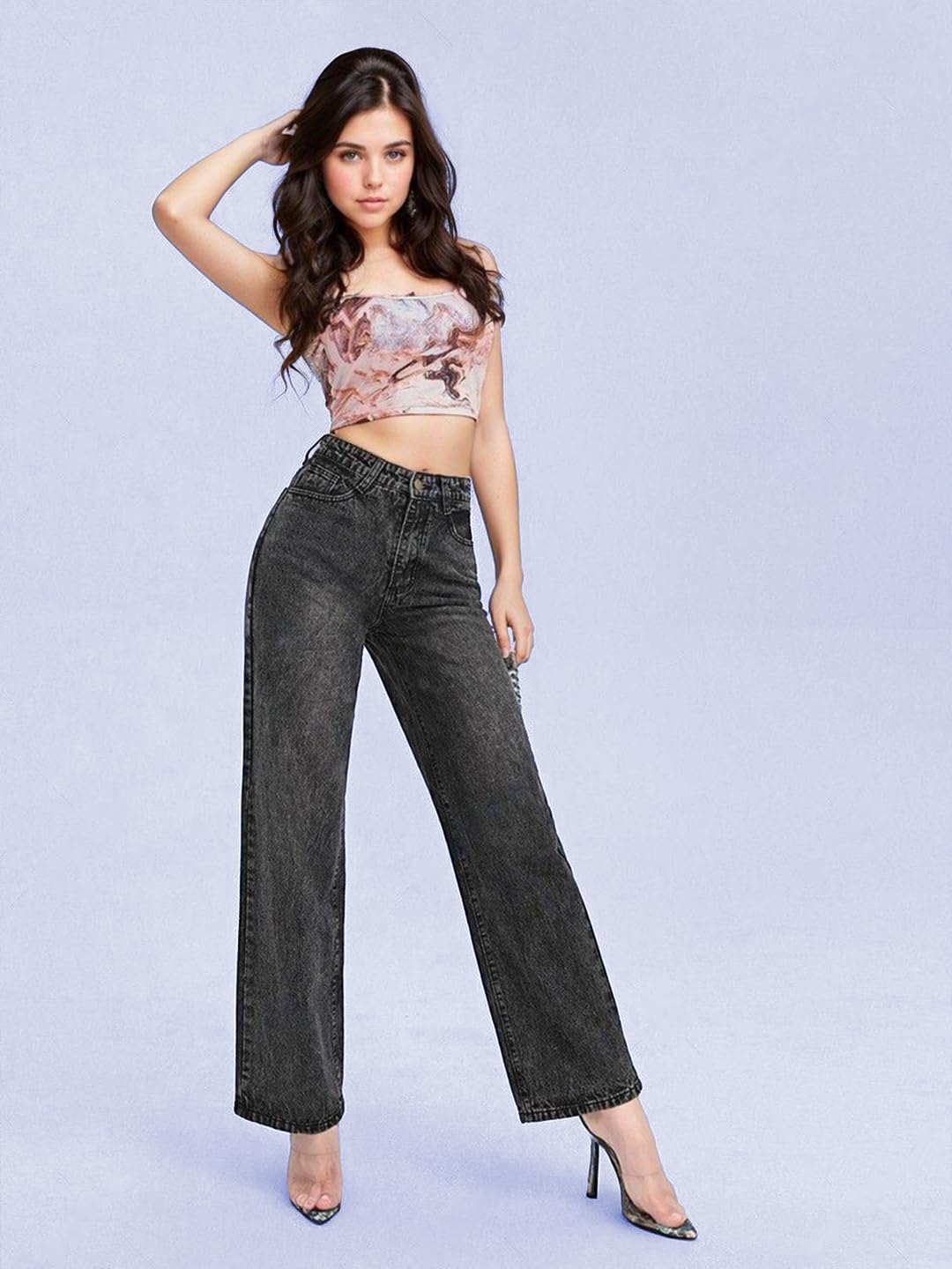 Women Clean Look Wide Leg Flared Jeans - Image 23