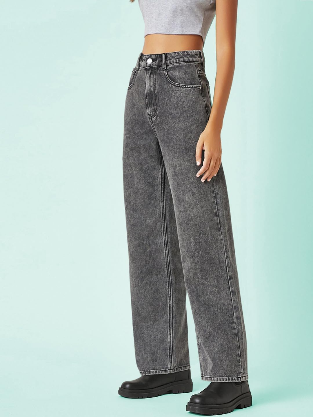 Women Clean Look Wide Leg Flared Jeans - Image 25