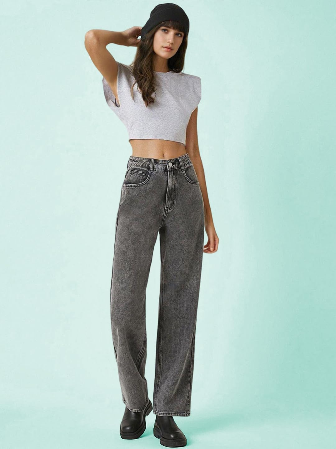 Women Clean Look Wide Leg Flared Jeans - Image 27