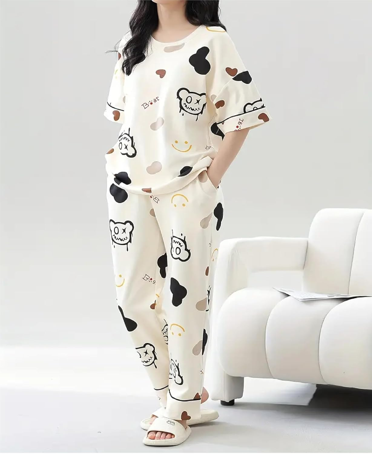Women Full Sleeve Printed Night Suit Set - Image 2