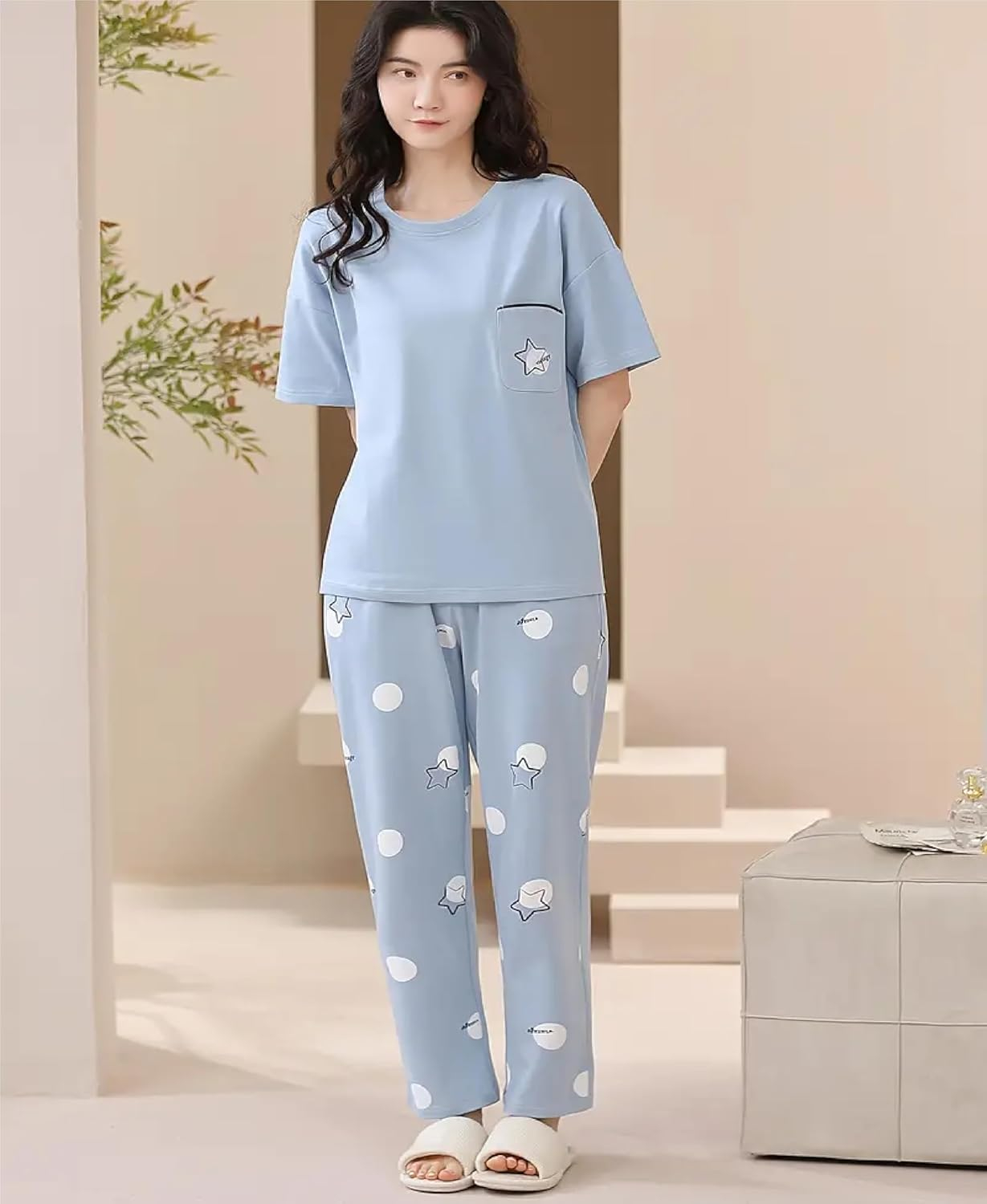 Women Full Sleeve Printed Night Suit Set - Image 8
