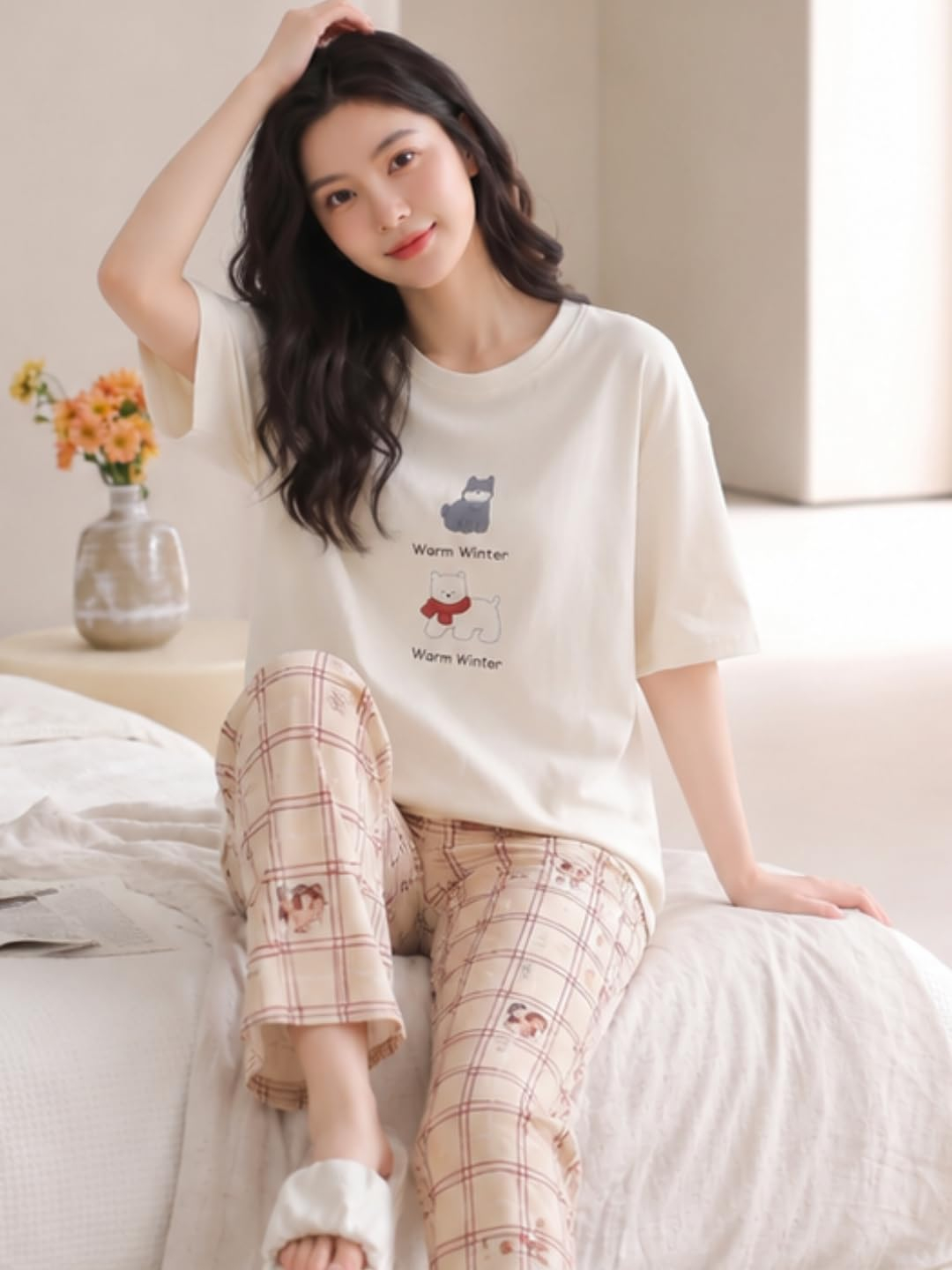 Women Cotton Blend Printed Night Suit Set - Image 28