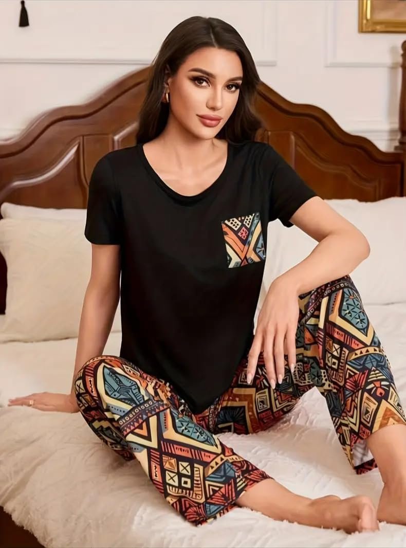 Women Cotton Blend Printed Night Suit Set - Image 34