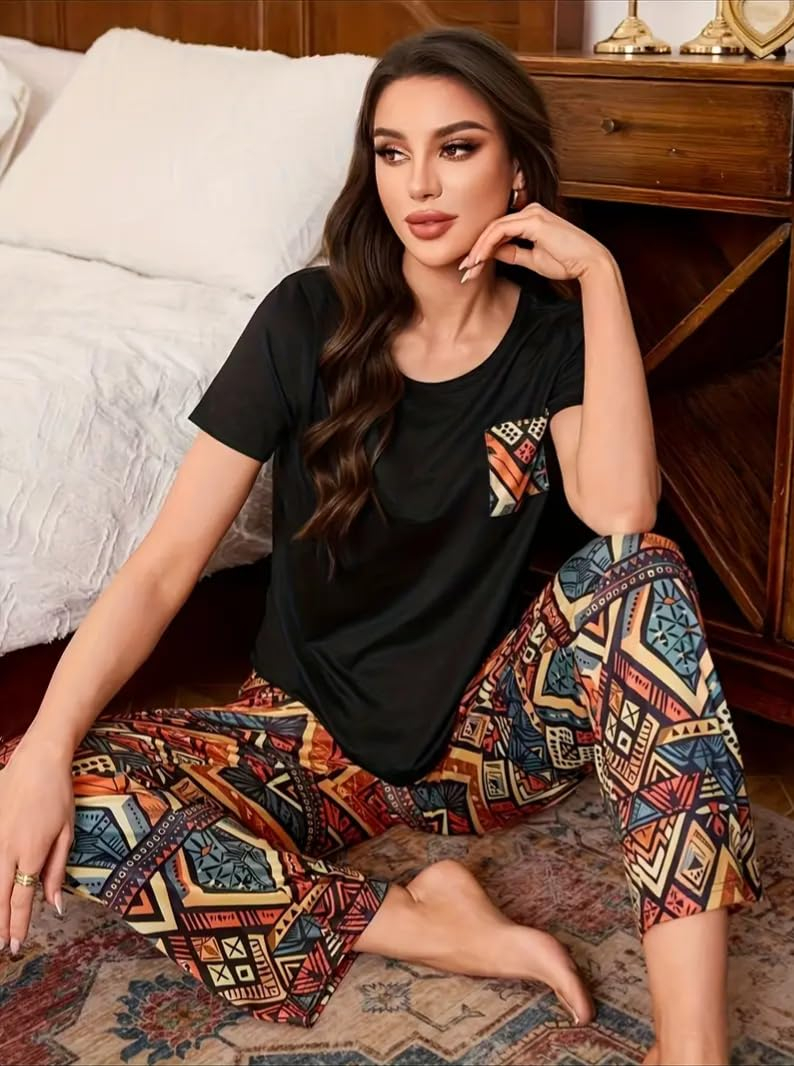 Women Cotton Blend Printed Night Suit Set - Image 35