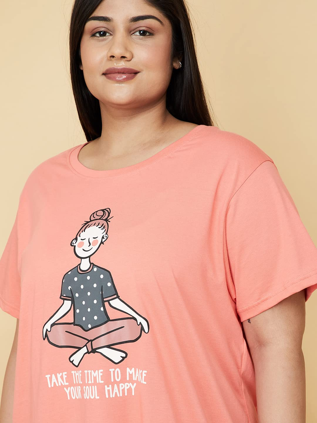 Women Plus Size Cotton T-Shirt and Pyjama Set - Image 4