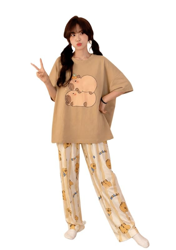 Women Round Neck Printed Nightsuit Set - Image 6