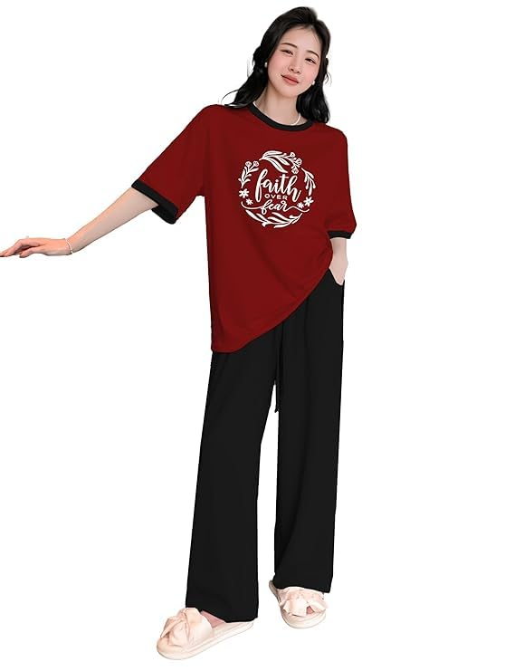 Women Round Neck Printed Nightsuit Set - Image 11